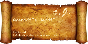 Arendás Jenő névjegykártya